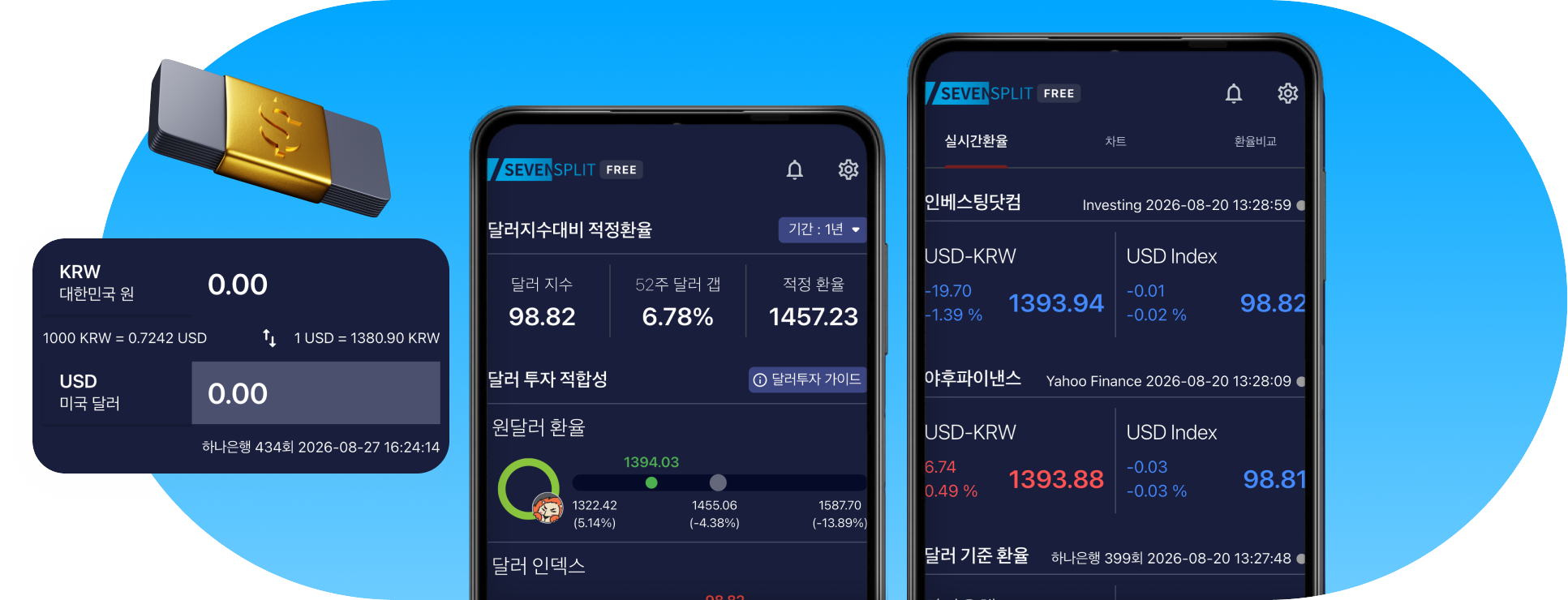 세븐스플릿 앱 화면 목업
